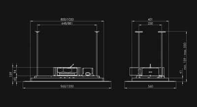 Griestu tvaika nosūcēji Grand Super Slim Black - Melnais - Rysunek techniczny 2