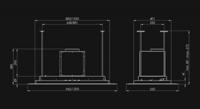 Griestu tvaika nosūcēji Astor Black - Melnais - Rysunek techniczny 2