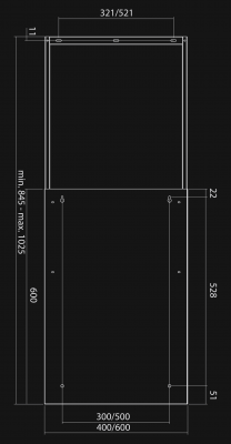 Sienas tvaika nosūcēji Quadro Black OR - Melns matēts - Rysunek techniczny 2