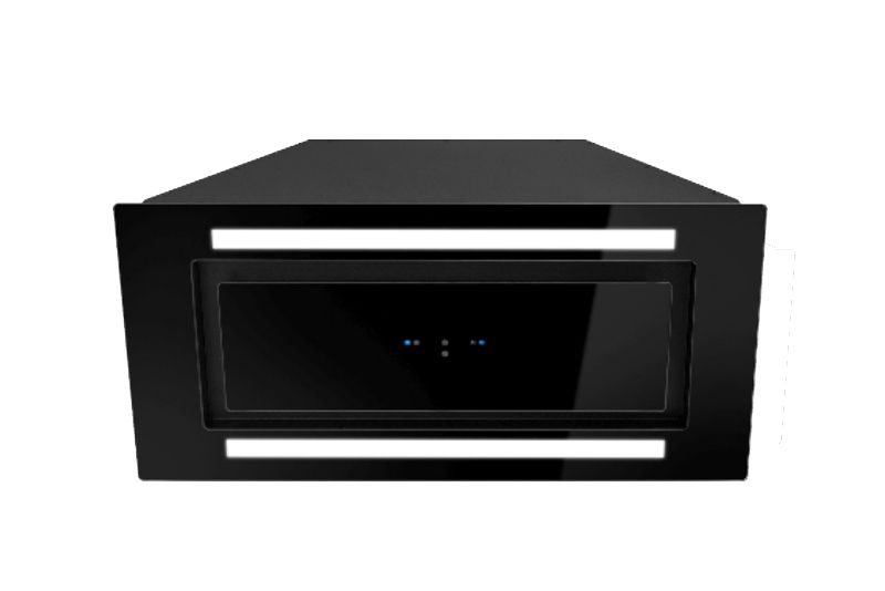 Iebūvējamie tvaika nosūcēji Lando Glass 2Strips Gesture Control Black - Melns - zdjęcie produktu