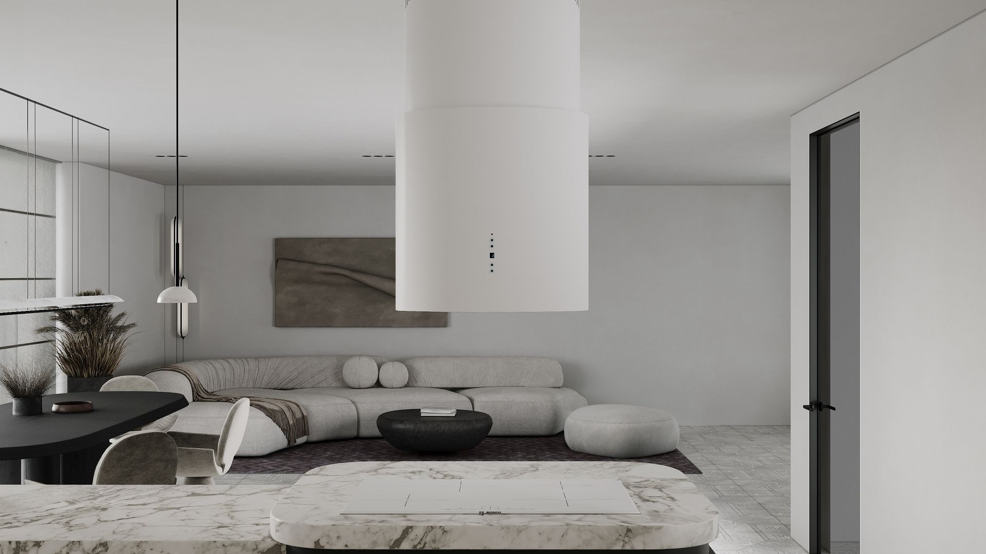 Salas tvaika nosūcēji Oval White Matt - Balts matēts - Wizualizacja