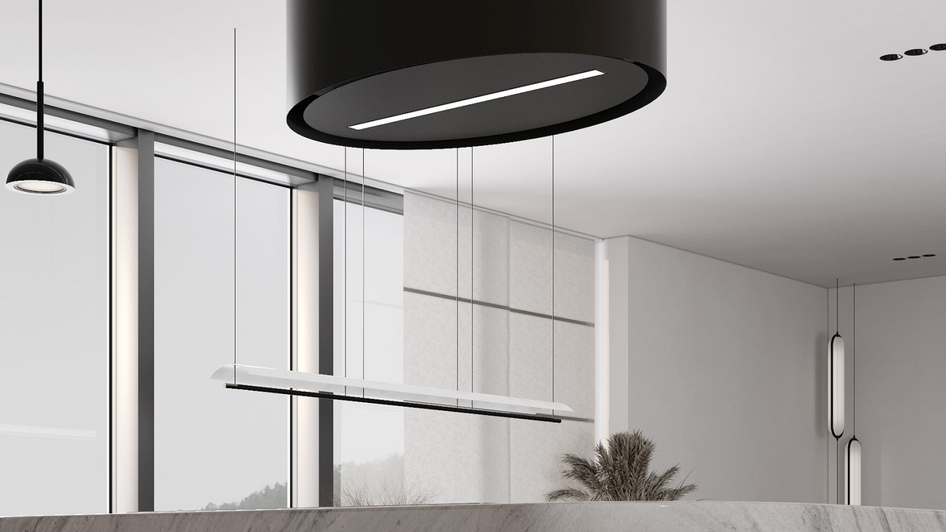 Salas tvaika nosūcēji Oval Black Matt - Melns matēts - Wizualizacja