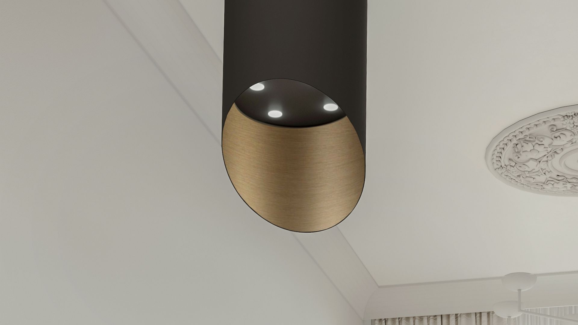 Salas tvaika nosūcēji Hiro Color Black-Gold - Black Matt/Gold - Wizualizacja 3