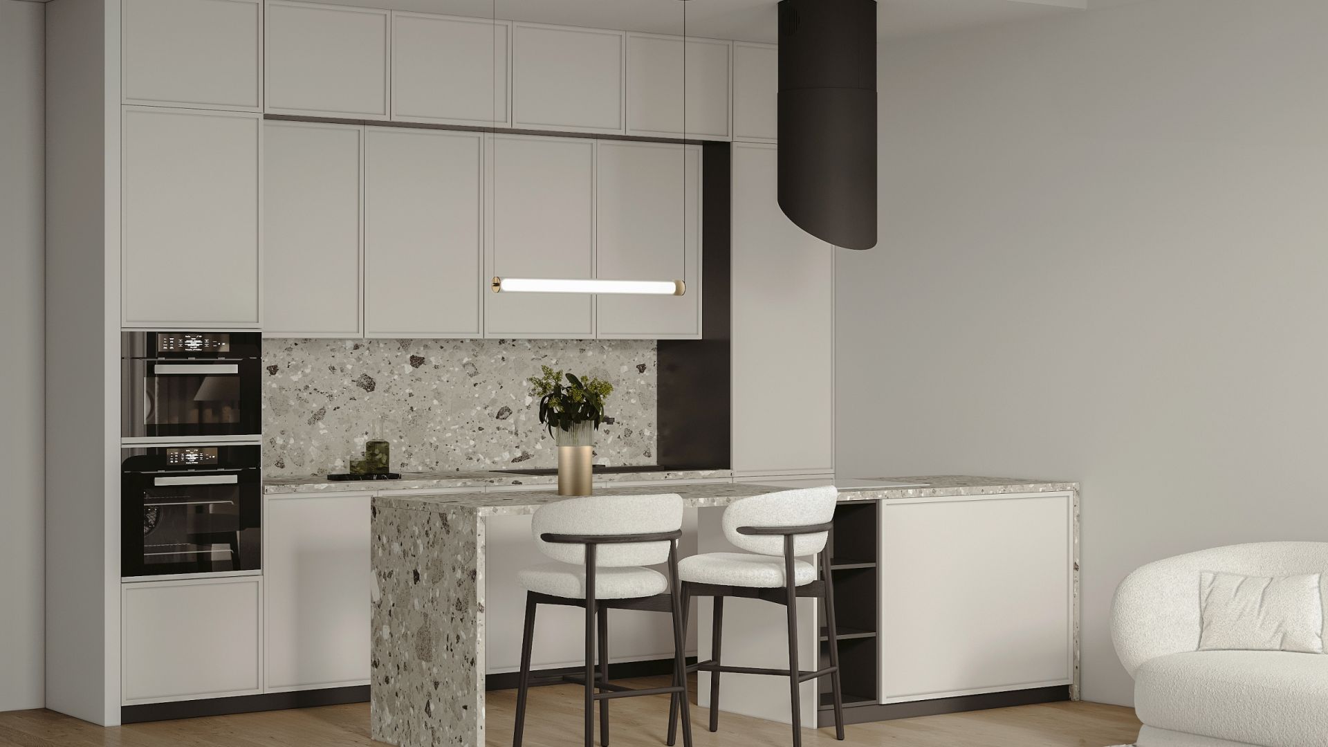 Salas tvaika nosūcēji Hiro Color Black-Gold - Black Matt/Gold - Wizualizacja 4