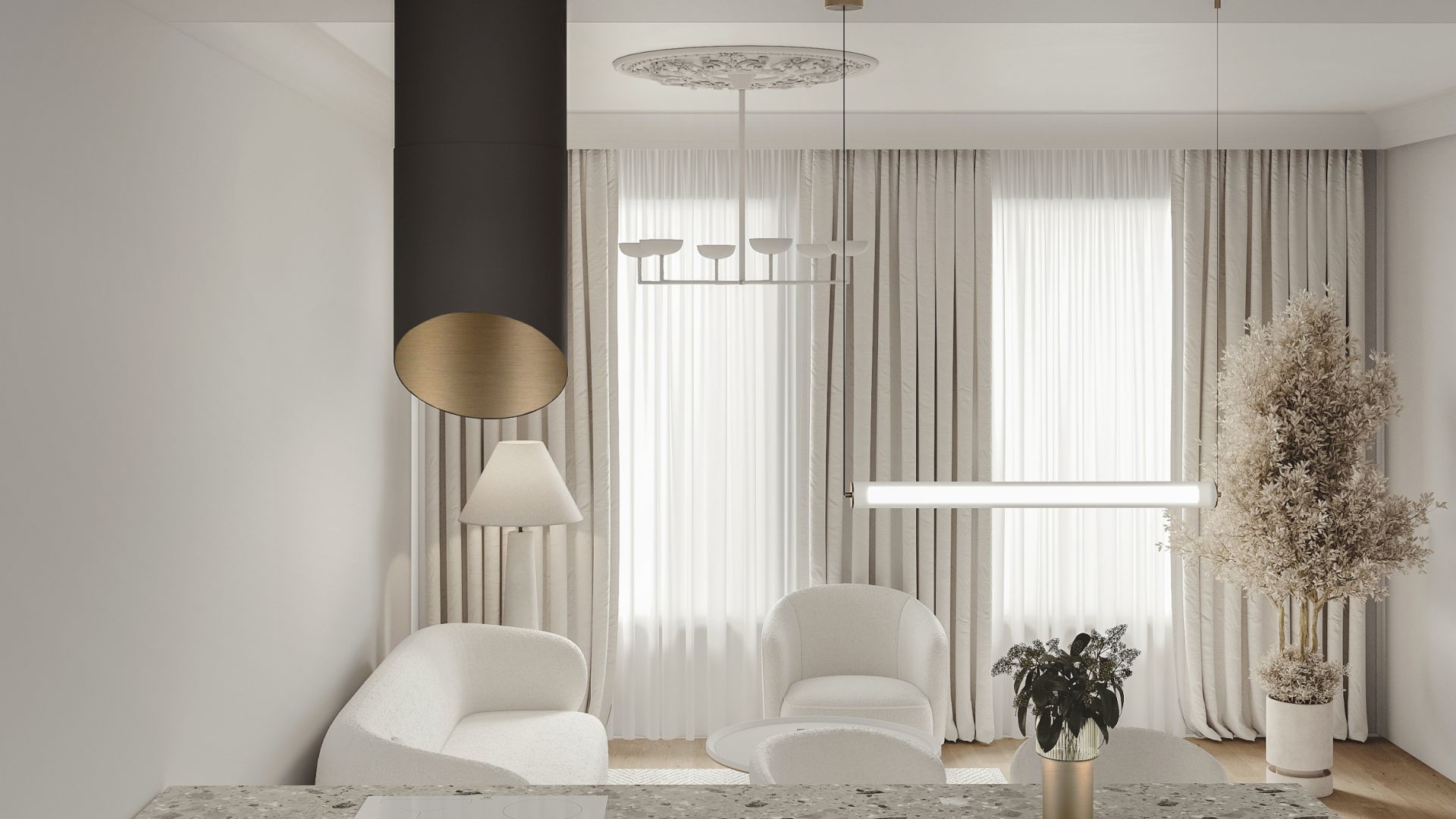 Salas tvaika nosūcēji Hiro Color Black-Gold - Black Matt/Gold - Wizualizacja 5