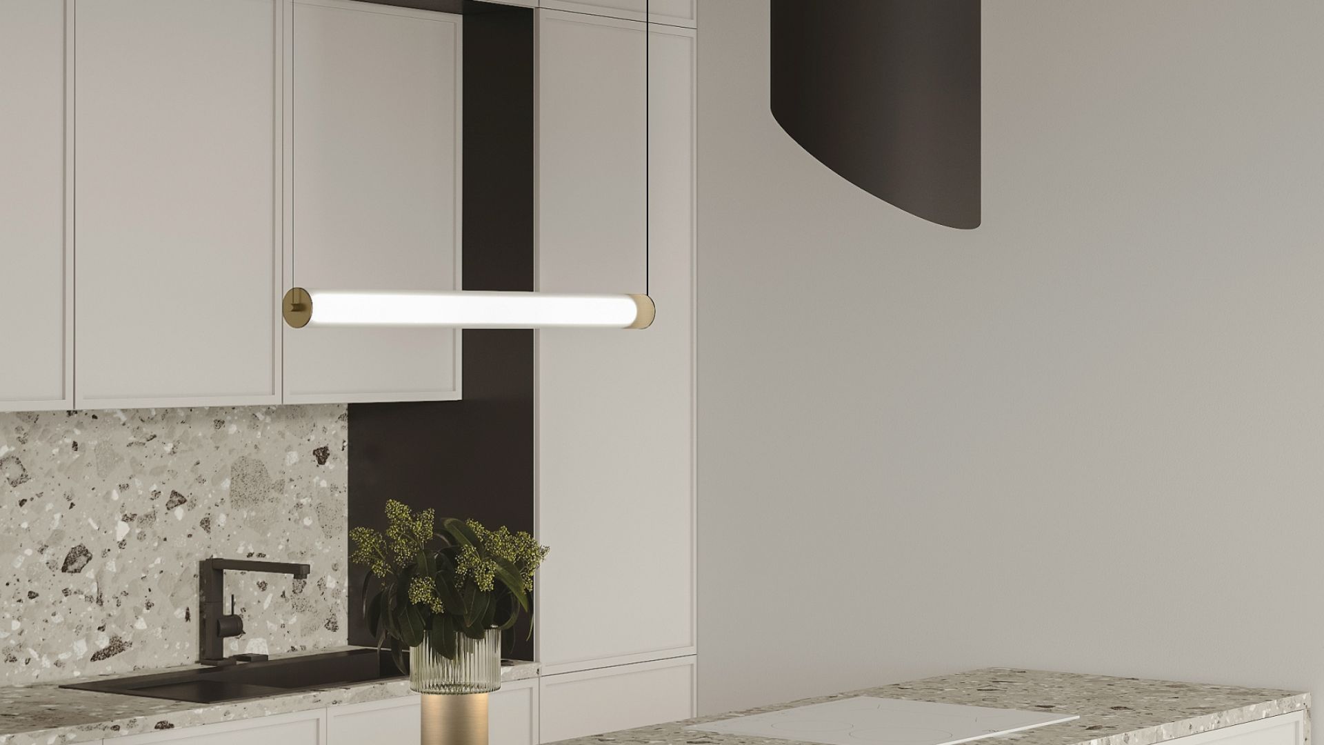 Salas tvaika nosūcēji Hiro Color Black-Gold - Black Matt/Gold - Wizualizacja