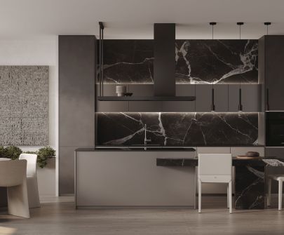 Salas tvaika nosūcēji Metropolis Black Matt - Melns matēts - 120 cm / 150 cm / 180 cm - Wizualizacja