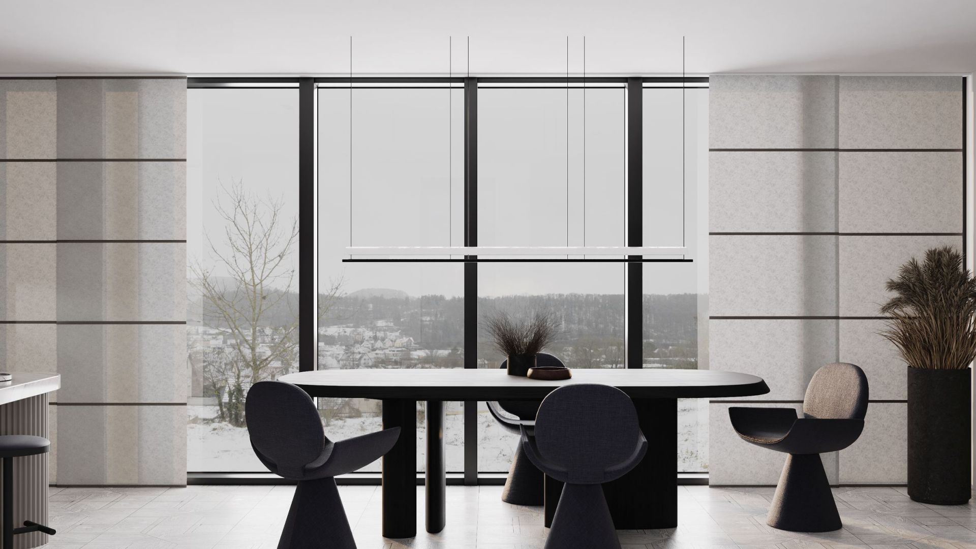 Salas tvaika nosūcēji Oval Black Matt - Melns matēts - Wizualizacja 3
