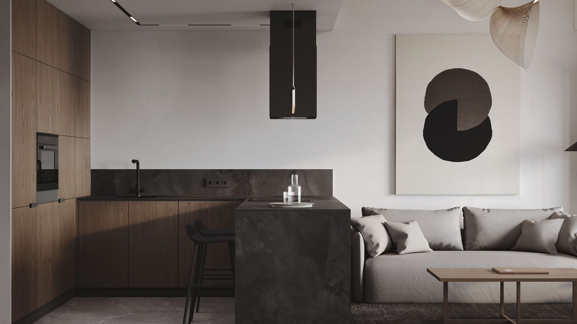 Salas tvaika nosūcēji Quadro Black Matt - Melns matēts - Wizualizacja 3