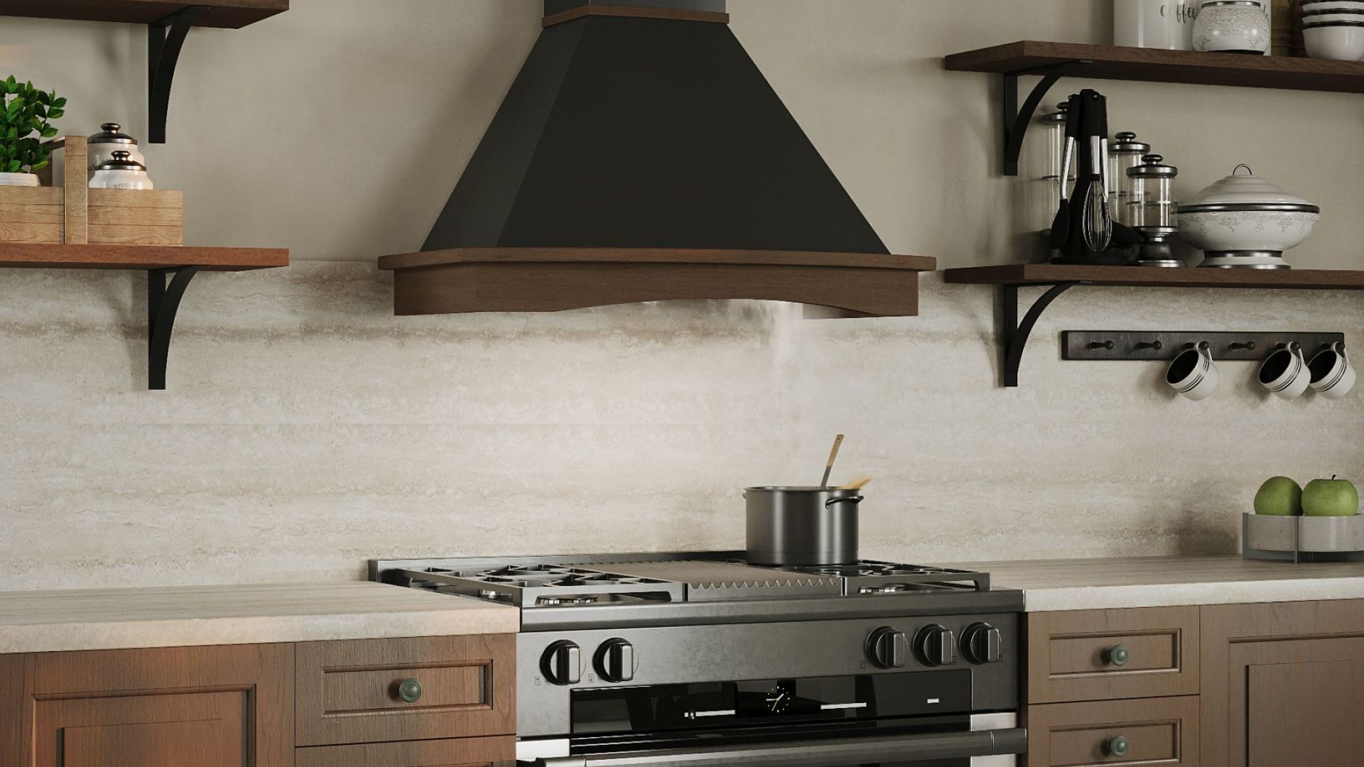 Rustikālie tvaika nosūcēji Rustic Black Matt - Melns matēts - Wizualizacja