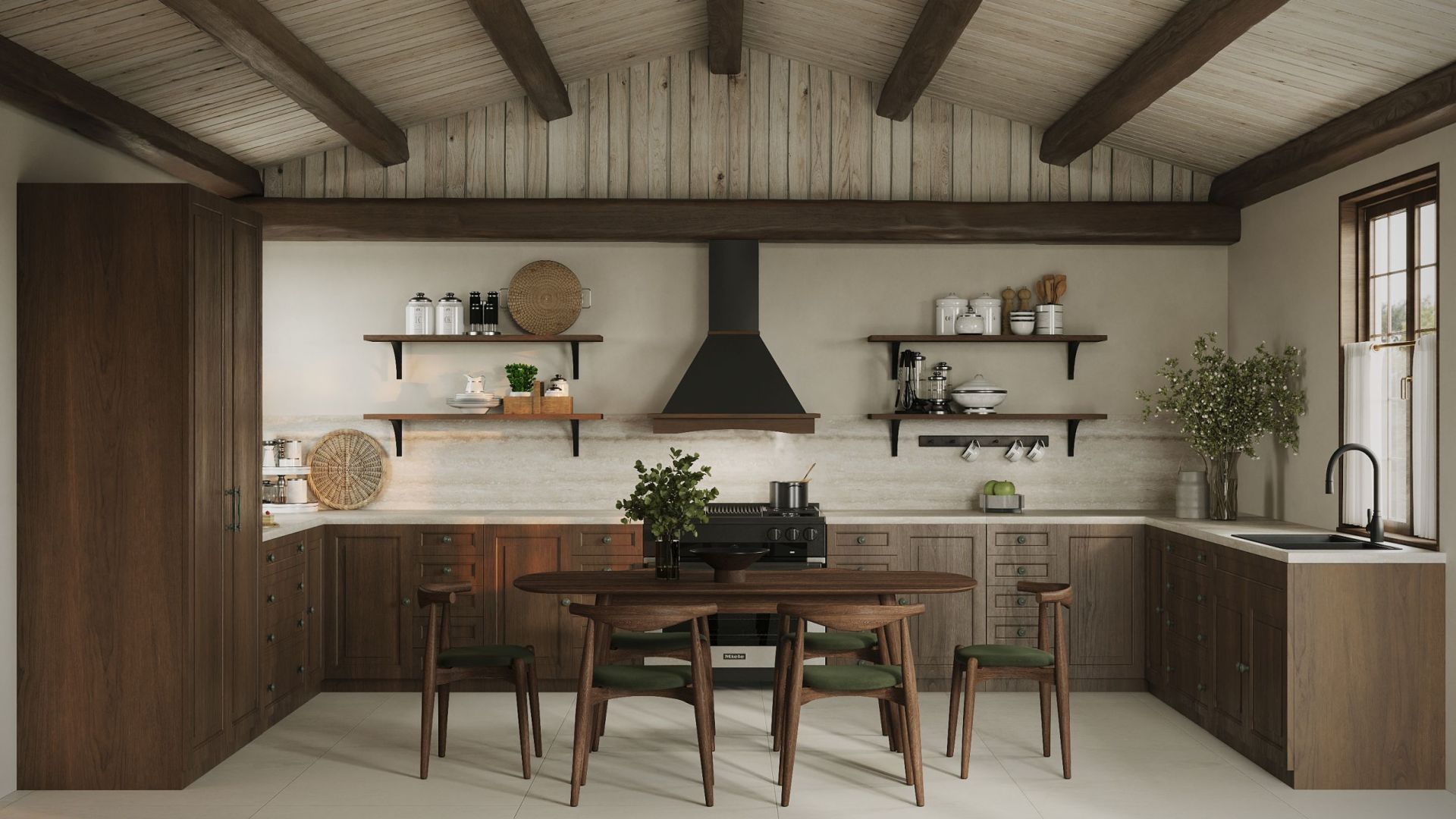 Rustikālie tvaika nosūcēji Rustic Black Matt - Melns matēts - Wizualizacja 2