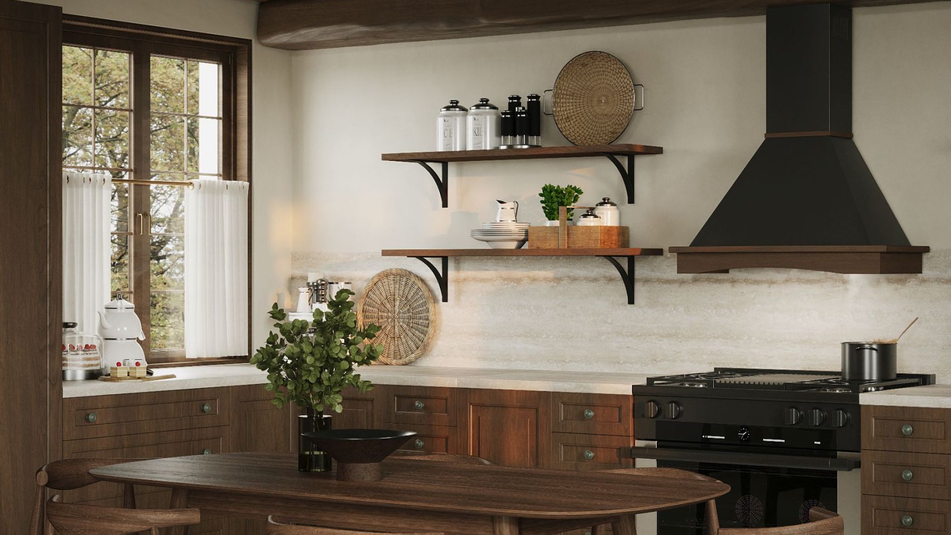 Rustikālie tvaika nosūcēji Rustic Black Matt - Melns matēts - Wizualizacja 3