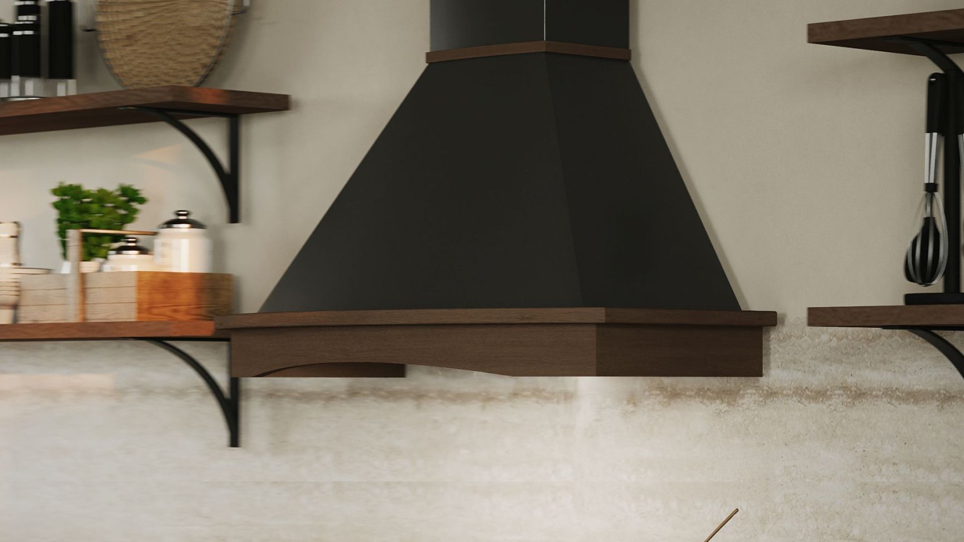 Rustikālie tvaika nosūcēji Rustic Black Matt - Melns matēts - Wizualizacja 4