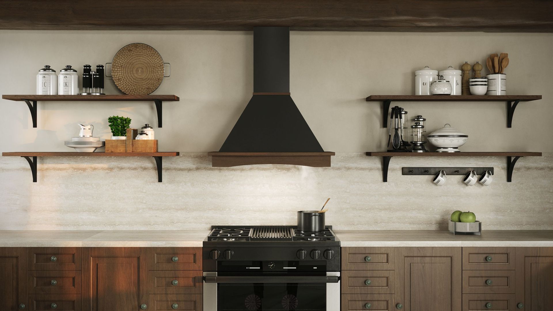 Rustikālie tvaika nosūcēji Rustic Black Matt - Melns matēts - Wizualizacja 6