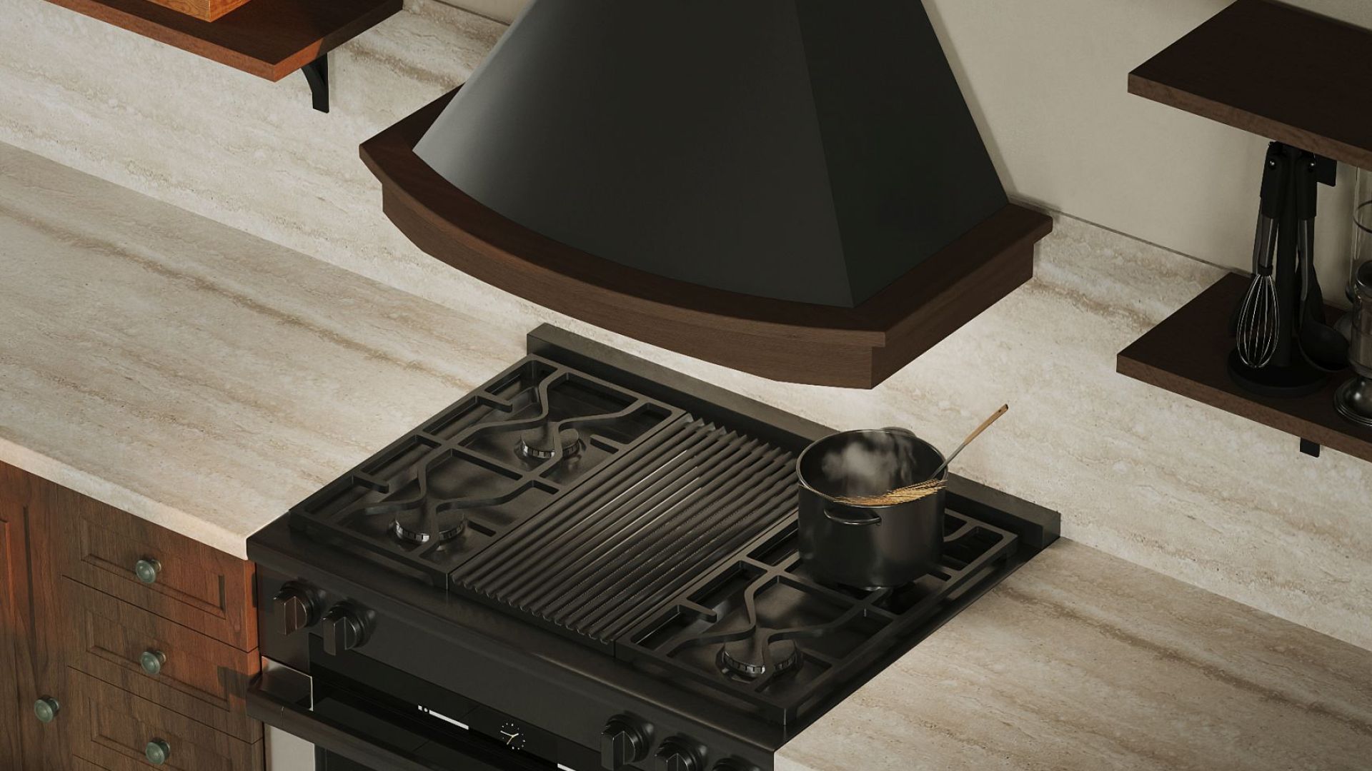 Rustikālie tvaika nosūcēji Rustic Black Matt - Melns matēts - Wizualizacja 8