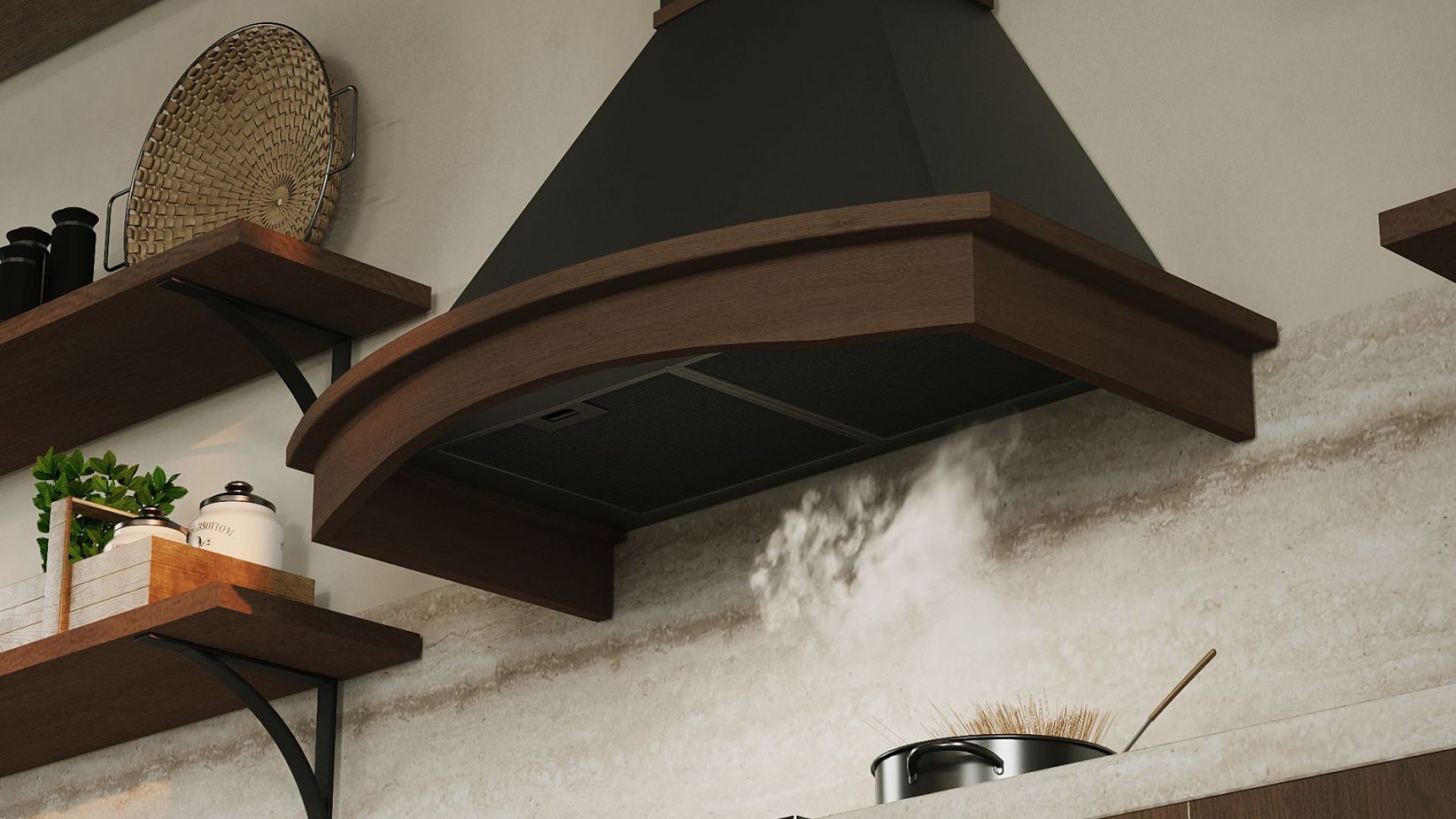 Rustikālie tvaika nosūcēji Rustic Black Matt - Melns matēts - Wizualizacja 9