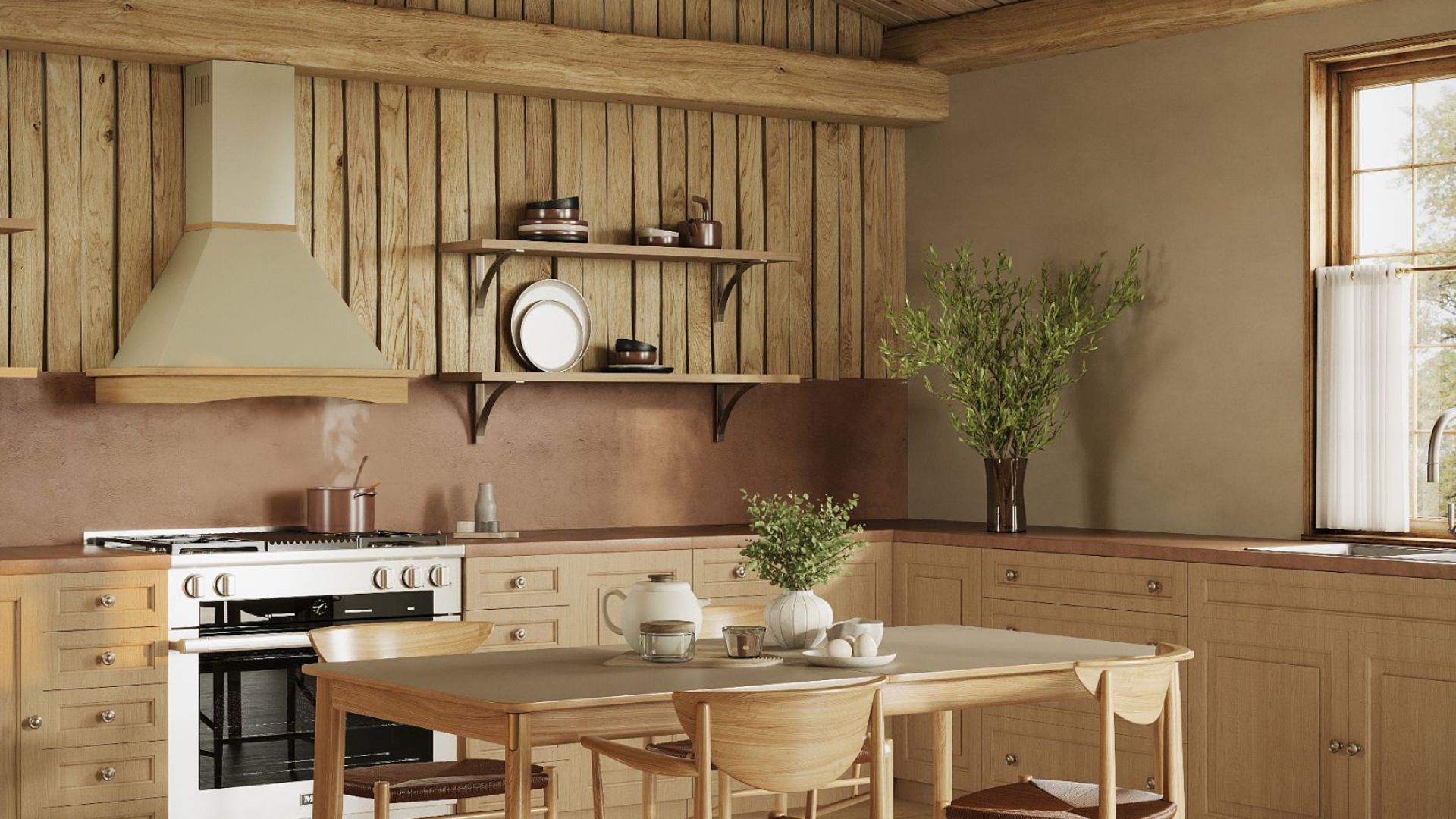 Rustikālie tvaika nosūcēji Rustic Ecru - Bēša - Wizualizacja