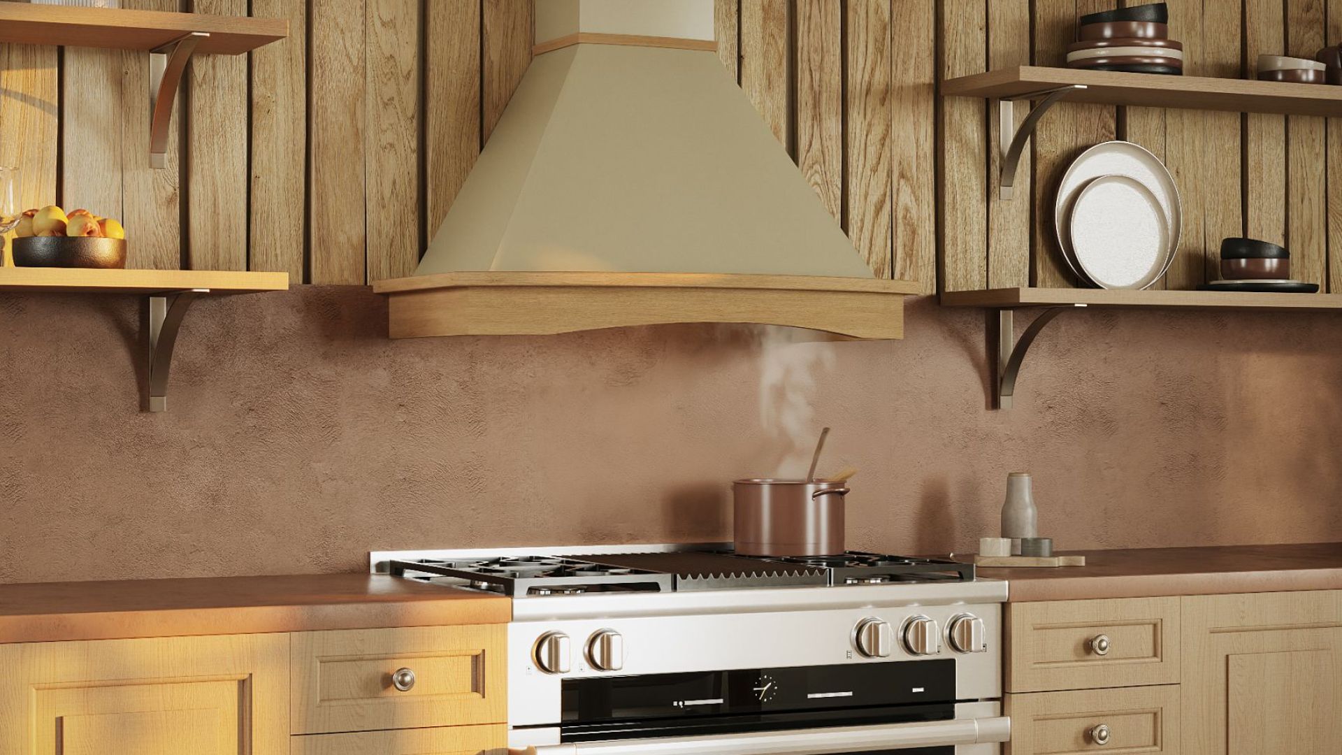 Rustikālie tvaika nosūcēji Rustic Ecru - Bēša - Wizualizacja 2