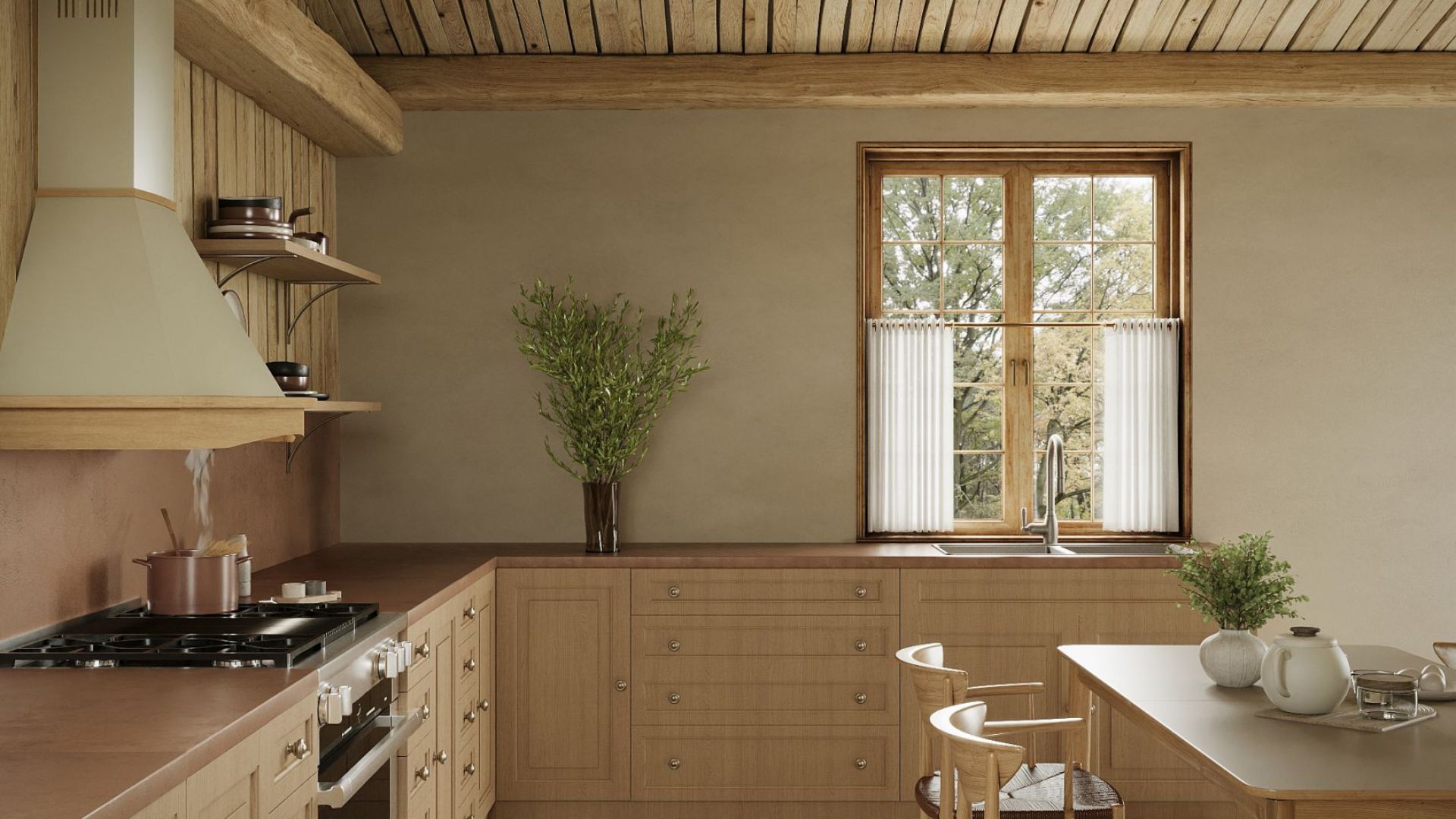 Rustikālie tvaika nosūcēji Rustic Ecru - Bēša - Wizualizacja 3