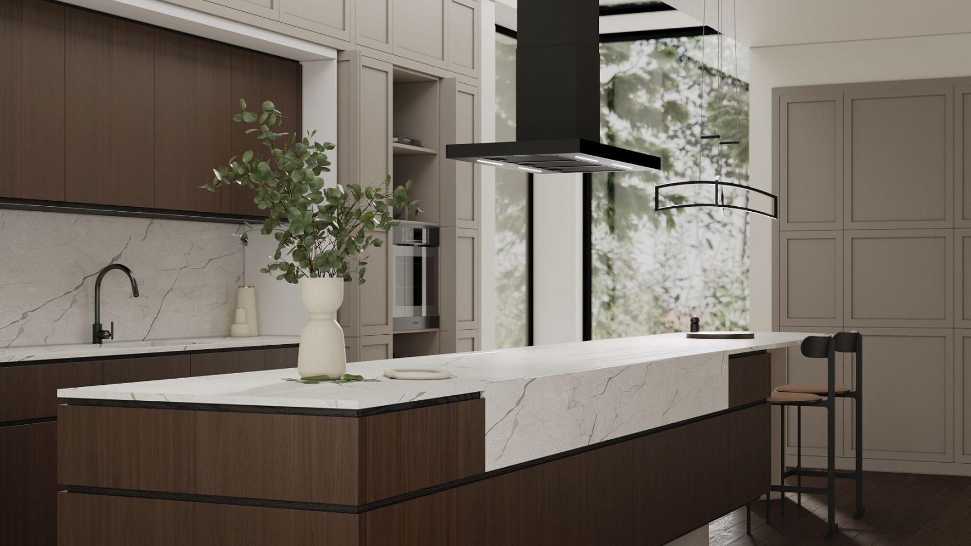 Salas tvaika nosūcēji Sento Eco Island Strips Black Matt - Melns matēts - Wizualizacja 2