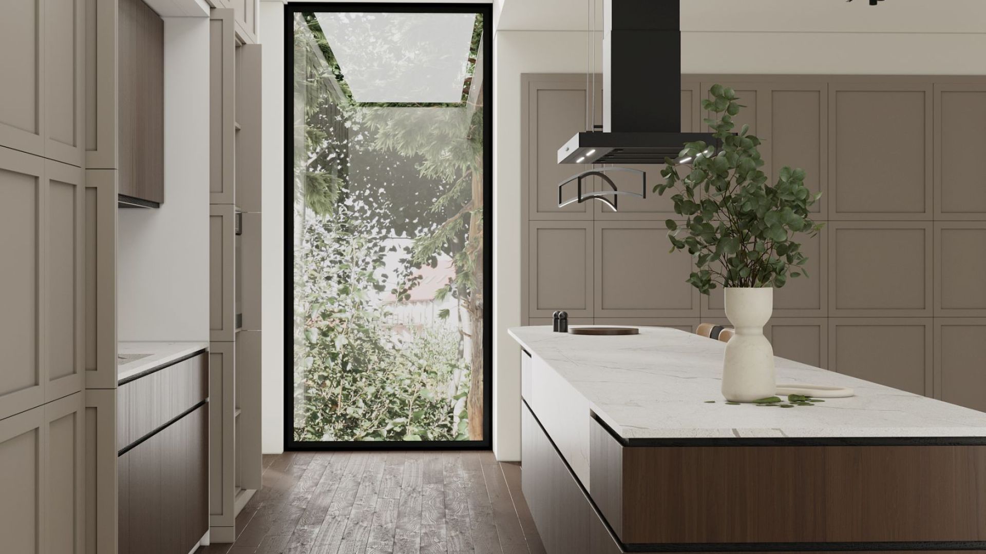 Salas tvaika nosūcēji Sento Eco Island Strips Black Matt - Melns matēts - Wizualizacja 3