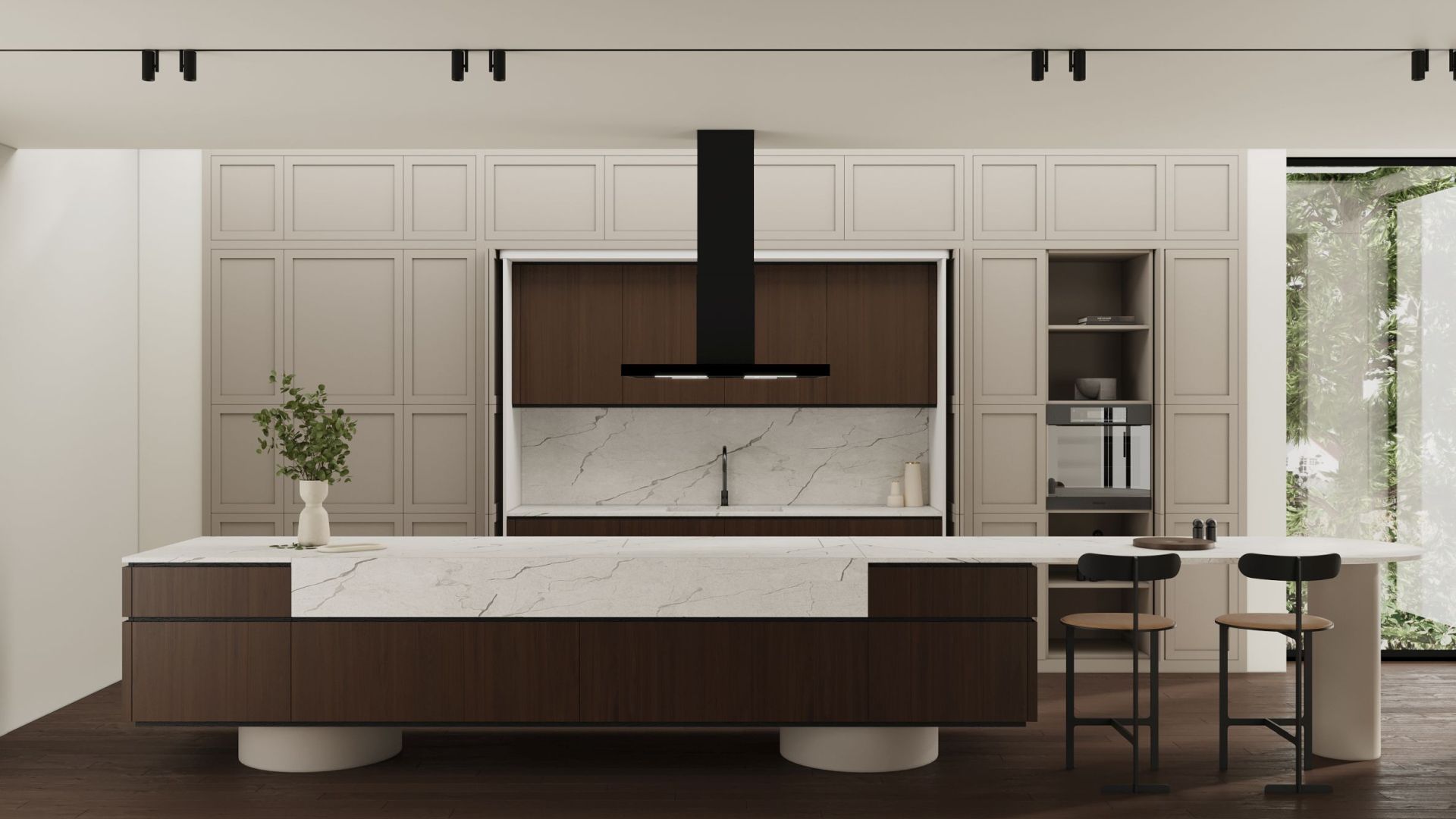 Salas tvaika nosūcēji Sento Eco Island Strips Black Matt - Melns matēts - Wizualizacja 4