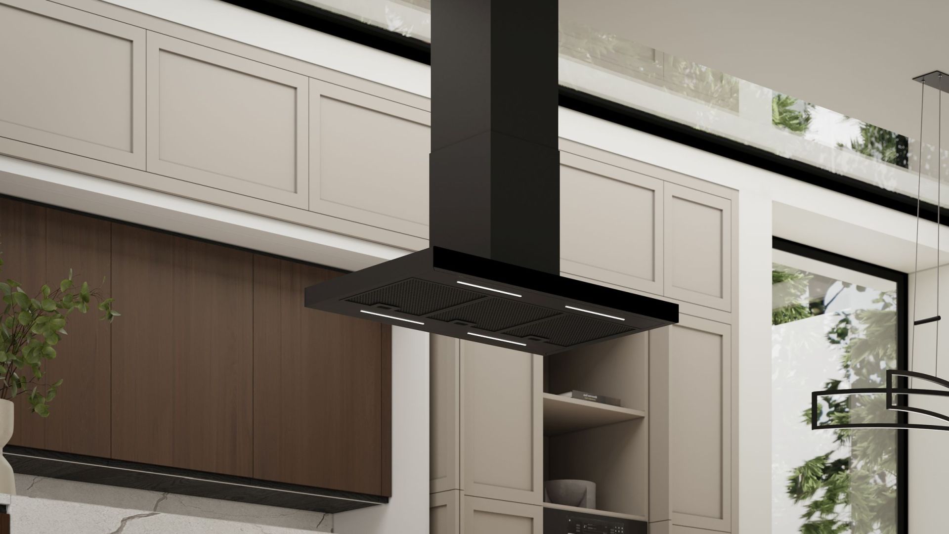 Salas tvaika nosūcēji Sento Eco Island Strips Black Matt - Melns matēts - Wizualizacja 5