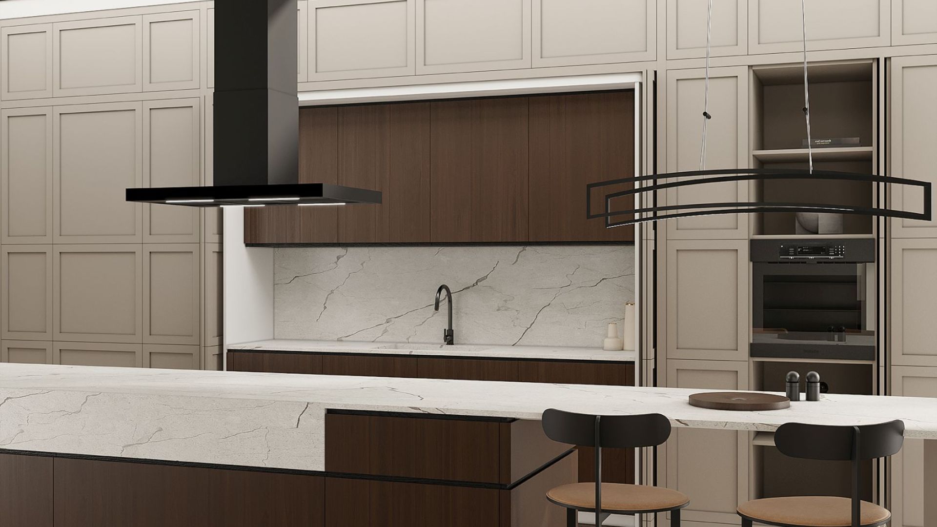 Salas tvaika nosūcēji Sento Eco Island Strips Black Matt - Melns matēts - Wizualizacja 8