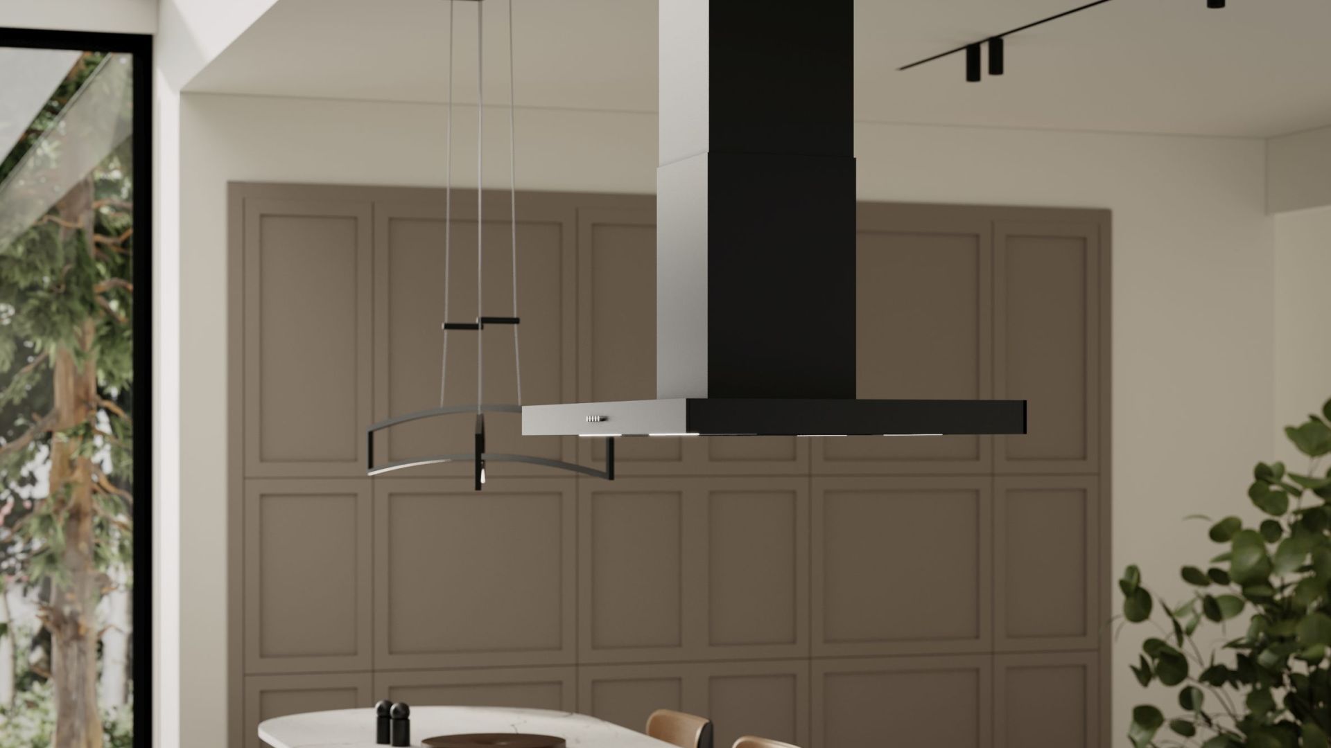 Salas tvaika nosūcēji Sento Eco Island Strips Black Matt - Melns matēts - Wizualizacja 9