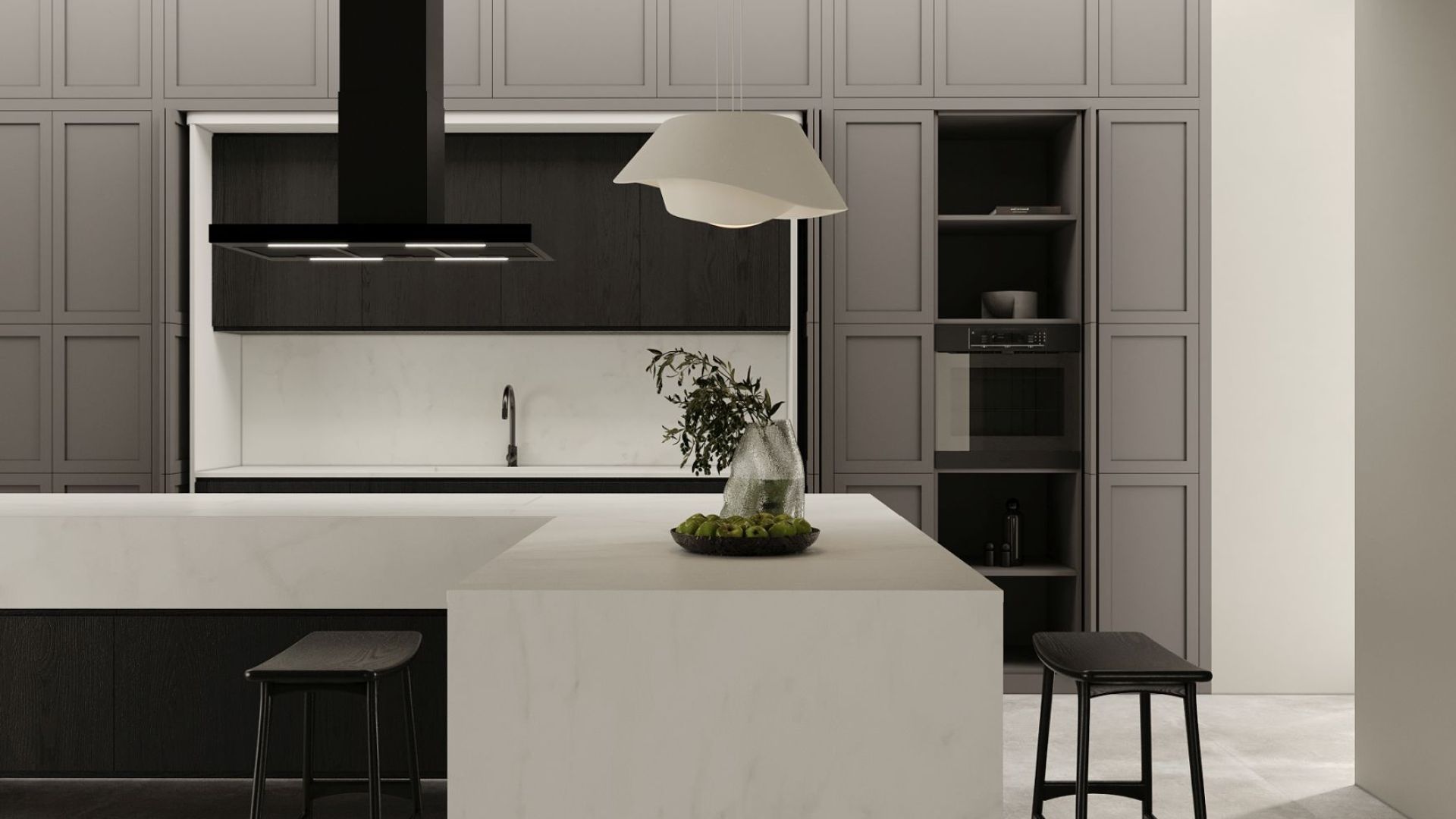 Salas tvaika nosūcēji Sento Island Strips Black Matt - Melns matēts - Wizualizacja 2