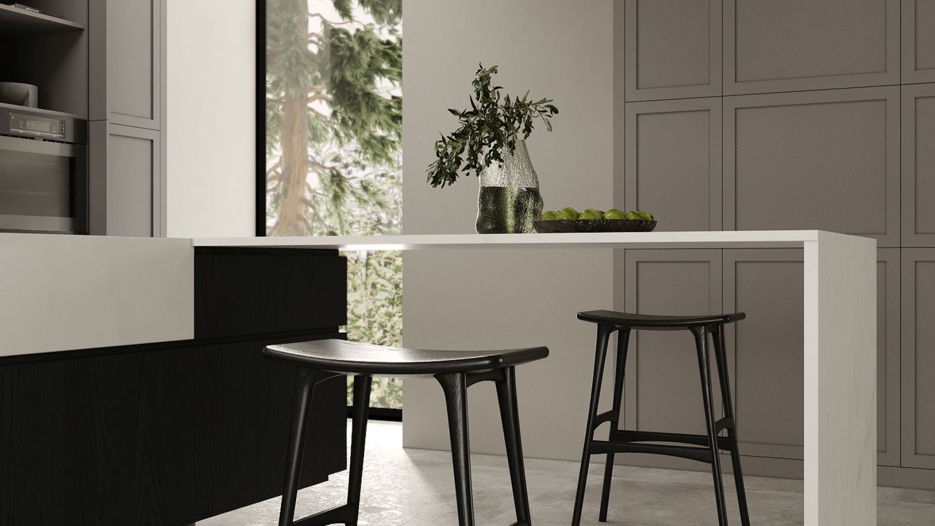 Salas tvaika nosūcēji Sento Island Strips Black Matt - Melns matēts - Wizualizacja 3