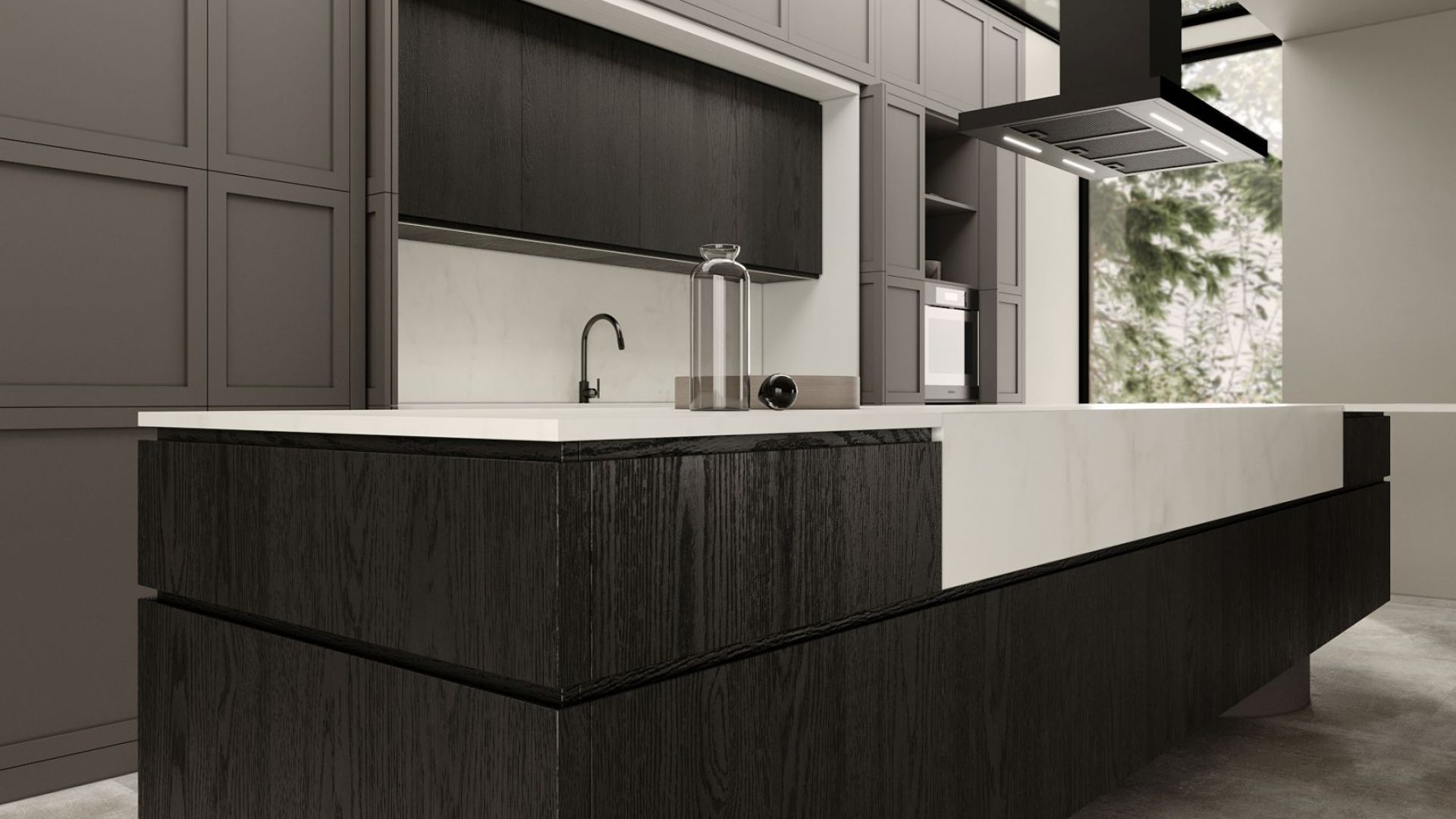 Salas tvaika nosūcēji Sento Island Strips Black Matt - Melns matēts - Wizualizacja 4