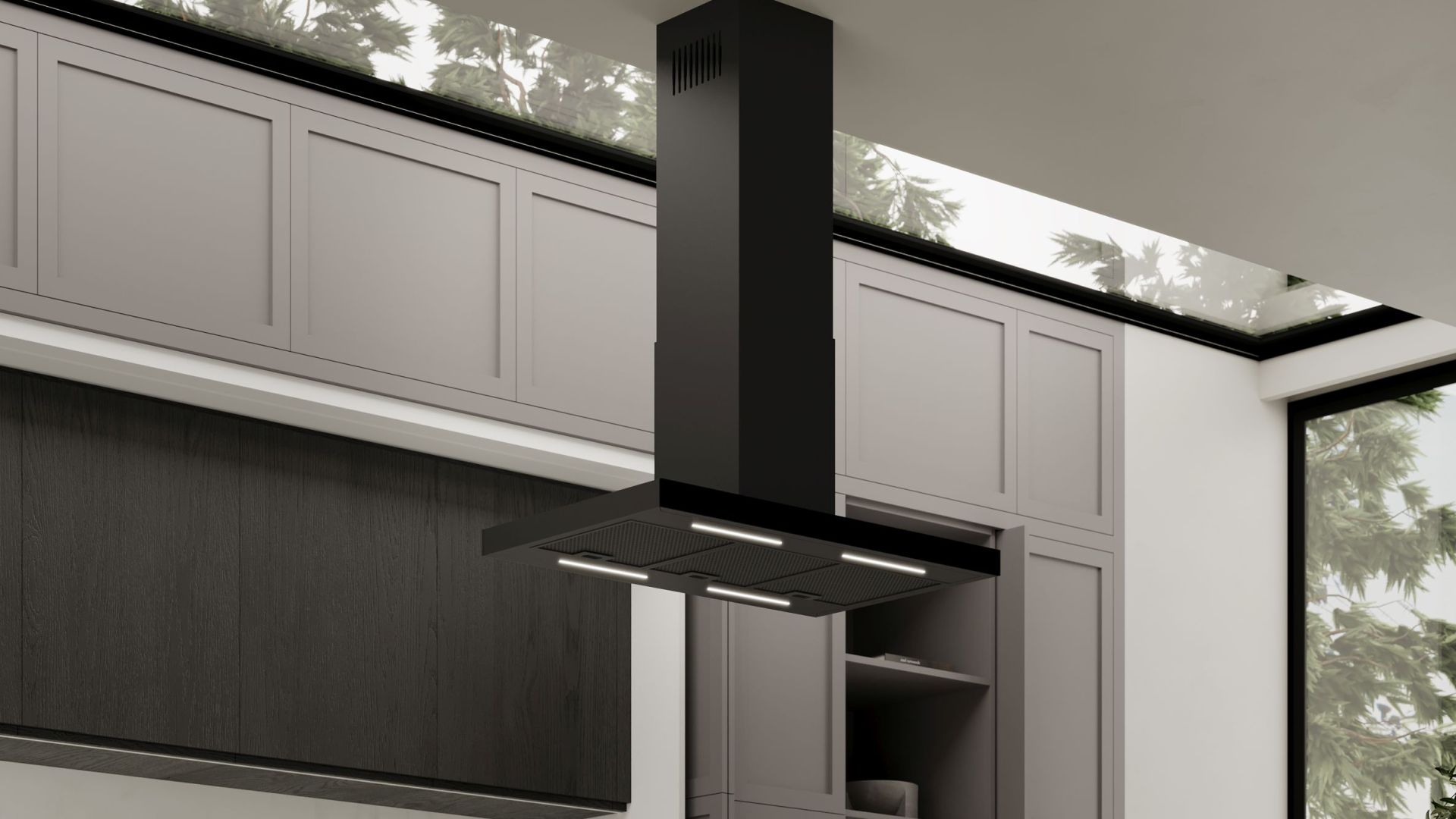 Salas tvaika nosūcēji Sento Island Strips Black Matt - Melns matēts - Wizualizacja 6