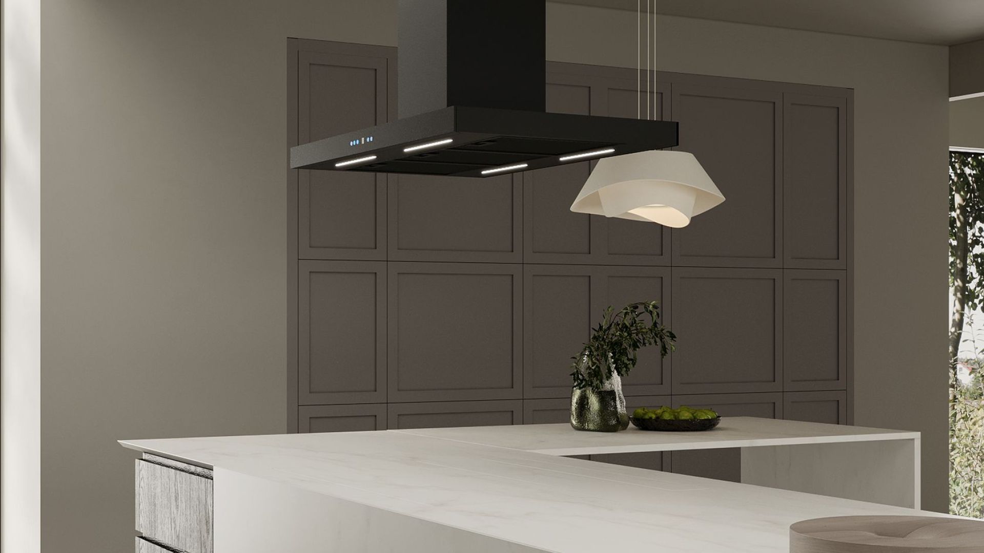 Salas tvaika nosūcēji Sento Island Strips Black Matt - Melns matēts - Wizualizacja 9