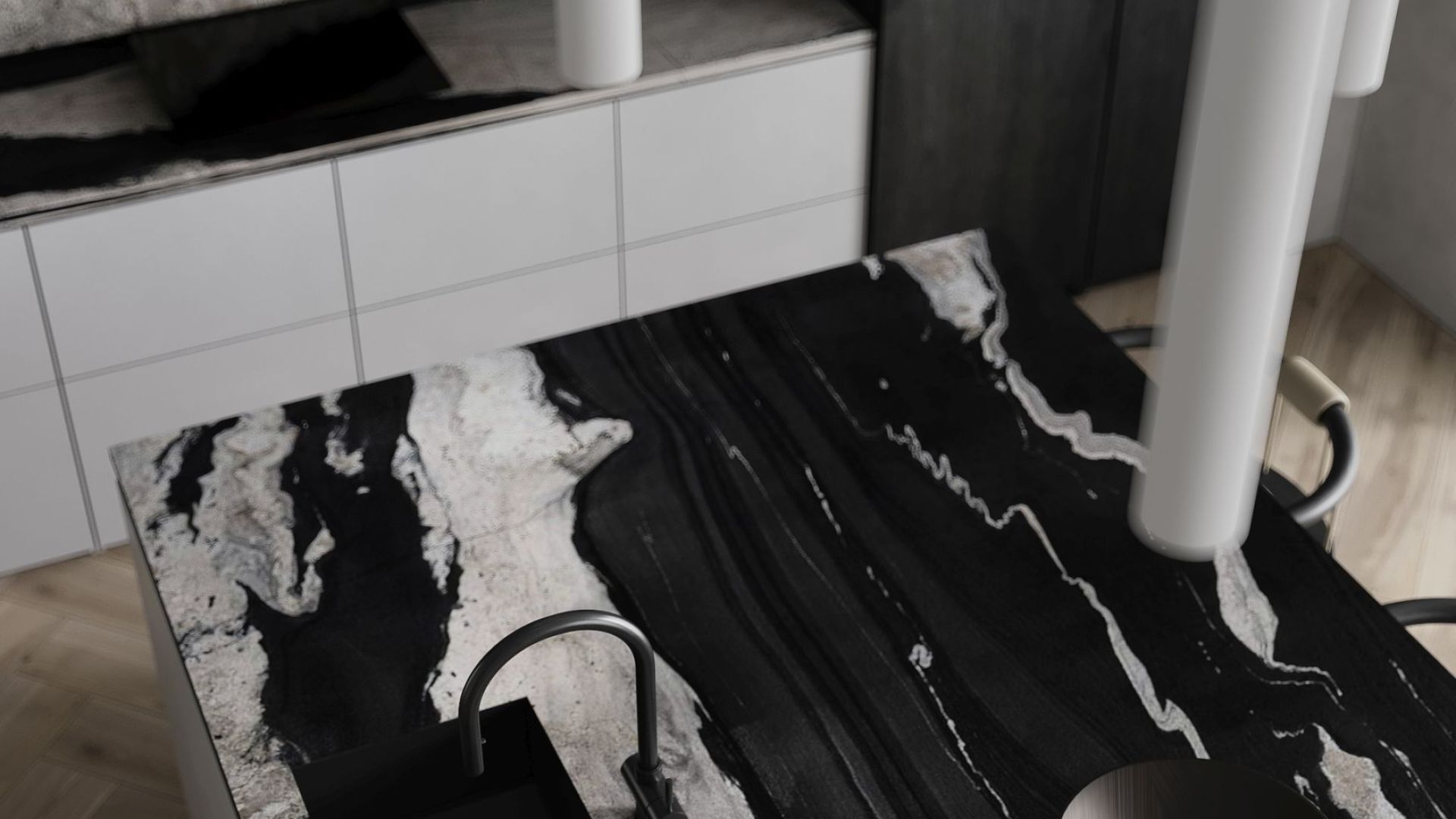 Sienas tvaika nosūcēji Sento OR Strips Black Matt - Melns matēts - Wizualizacja 5