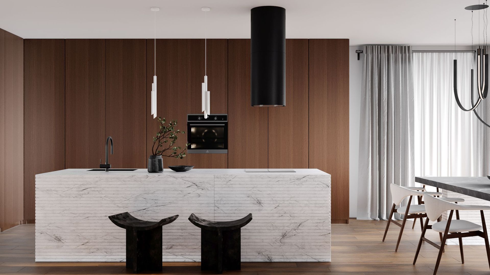 Salas tvaika nosūcēji Tubo Black Matt - Melns matēts - Wizualizacja