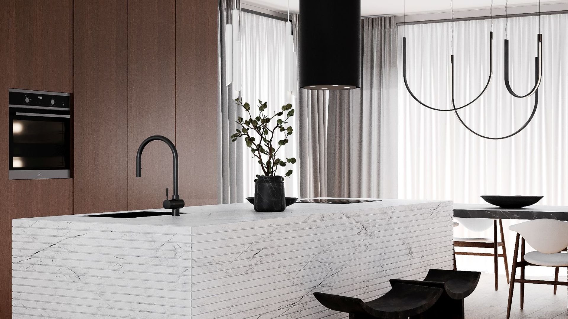 Salas tvaika nosūcēji Tubo Black Matt - Melns matēts - Wizualizacja 2