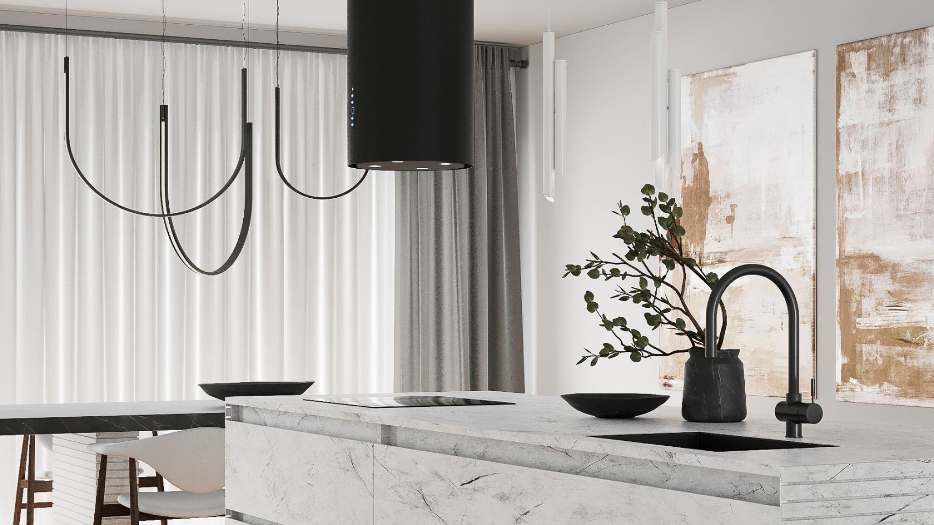 Salas tvaika nosūcēji Tubo Black Matt - Melns matēts - Wizualizacja 4