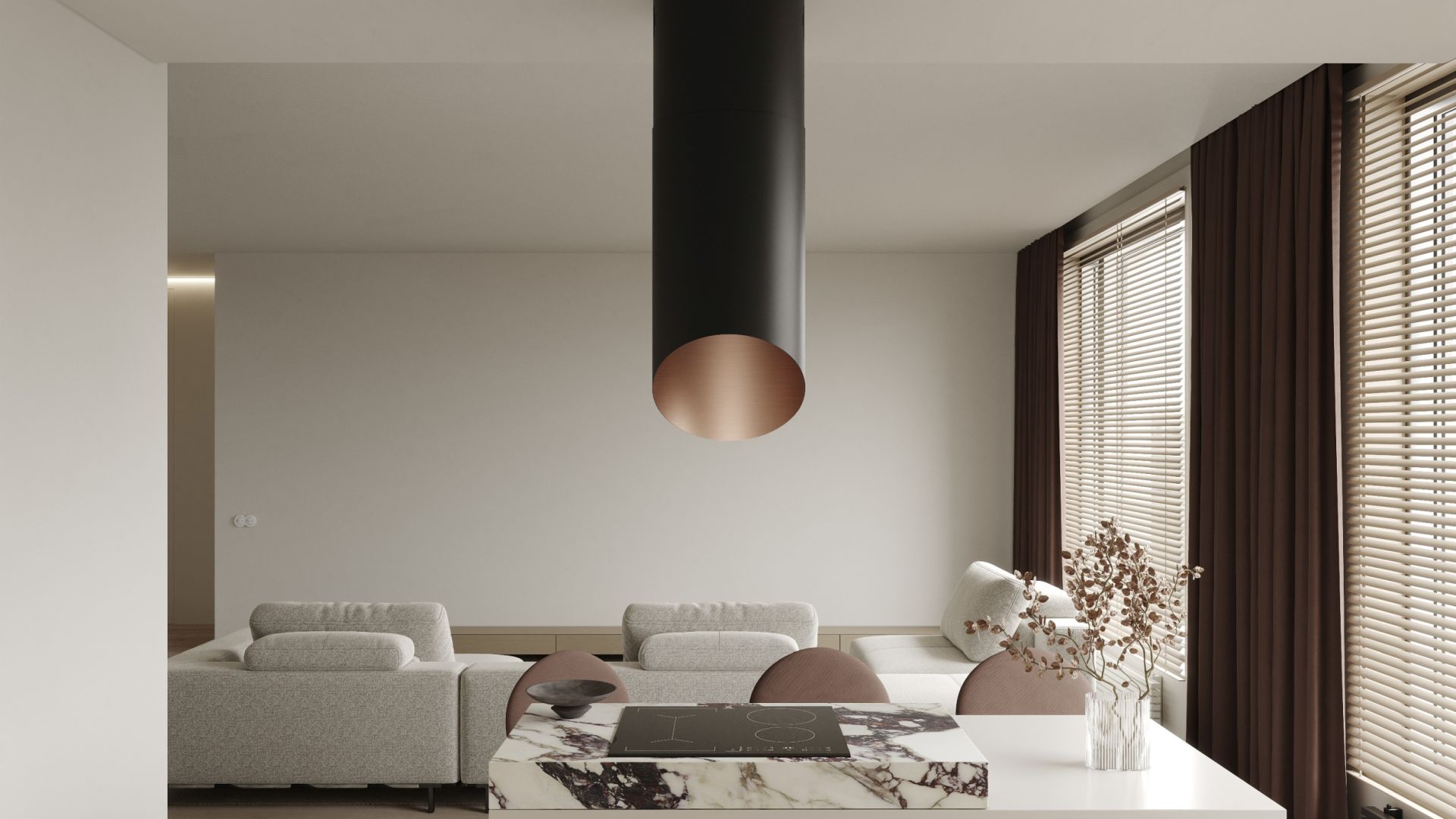 Salas tvaika nosūcēji Hiro Color Black-Copper - Black Matt/Copper - Wizualizacja 2