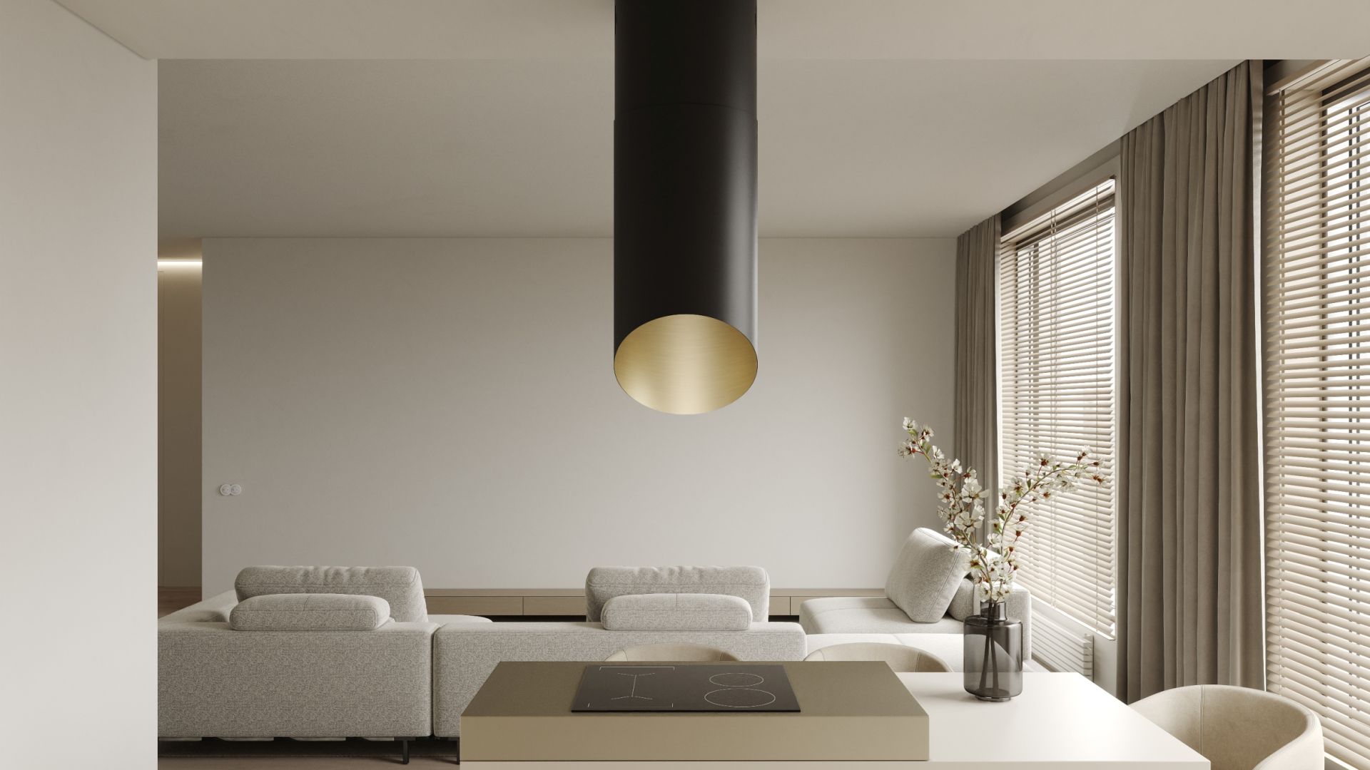 Salas tvaika nosūcēji Hiro Color Black-Gold - Black Matt/Gold - Wizualizacja