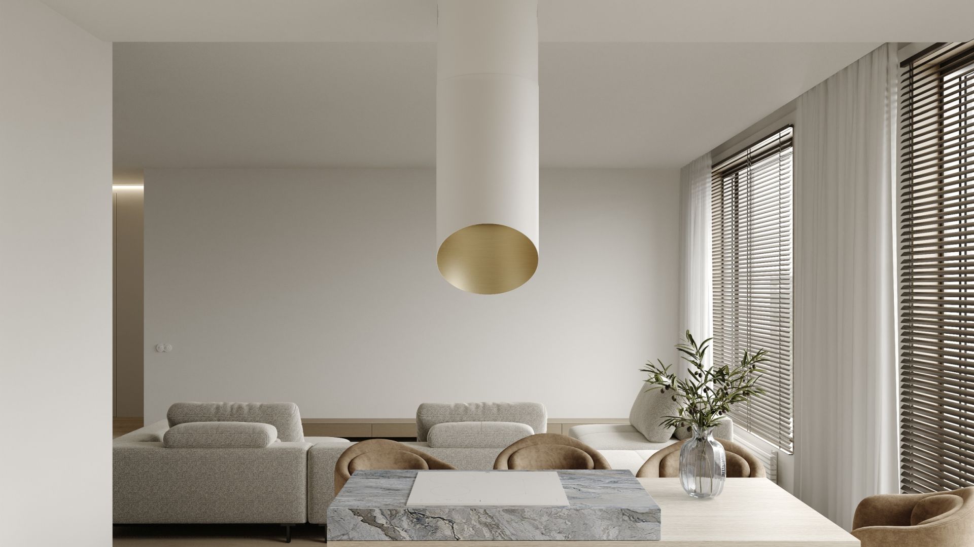 Salas tvaika nosūcēji Hiro Color White-Gold - White Matt/Gold - Wizualizacja 2