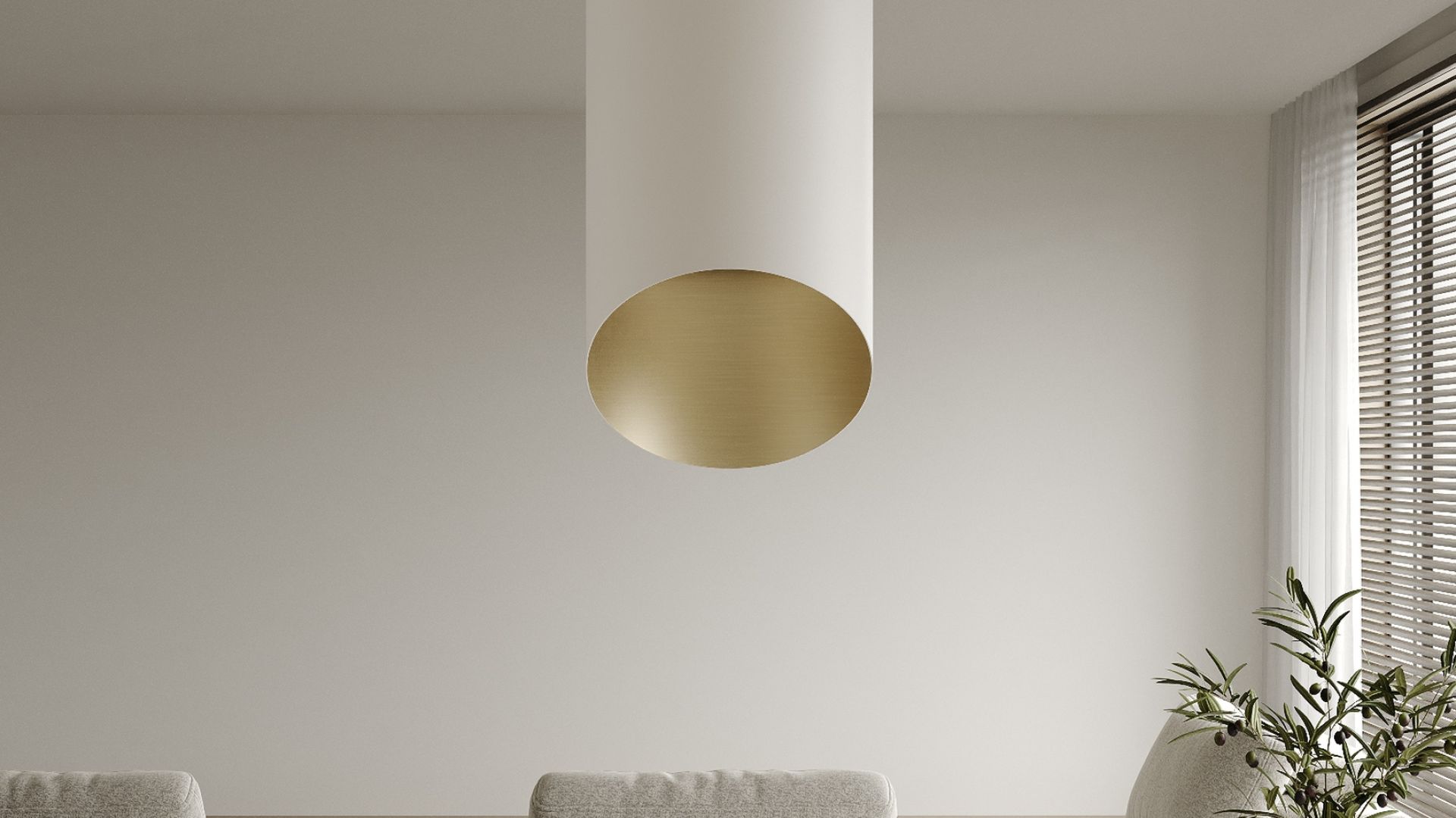 Salas tvaika nosūcēji Hiro Color White-Gold - White Matt/Gold - Wizualizacja 3